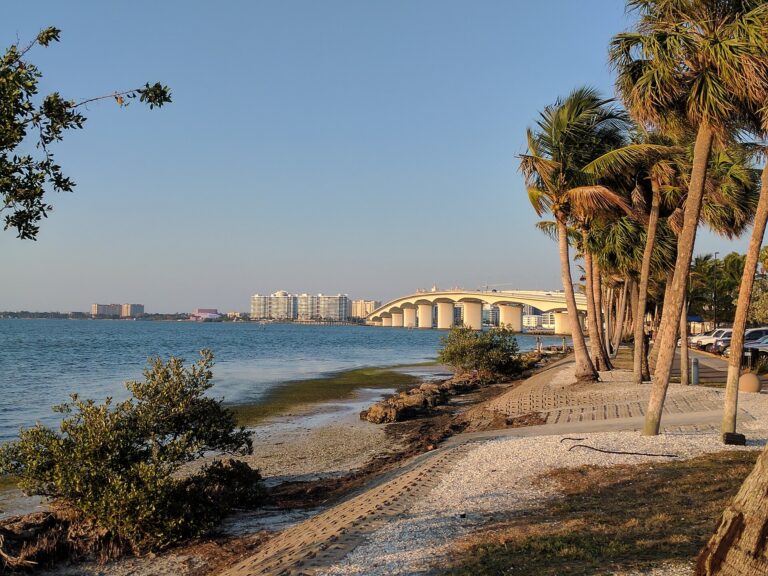 Sarasota Bay and the John Ringling Causeway seen from Bird Key