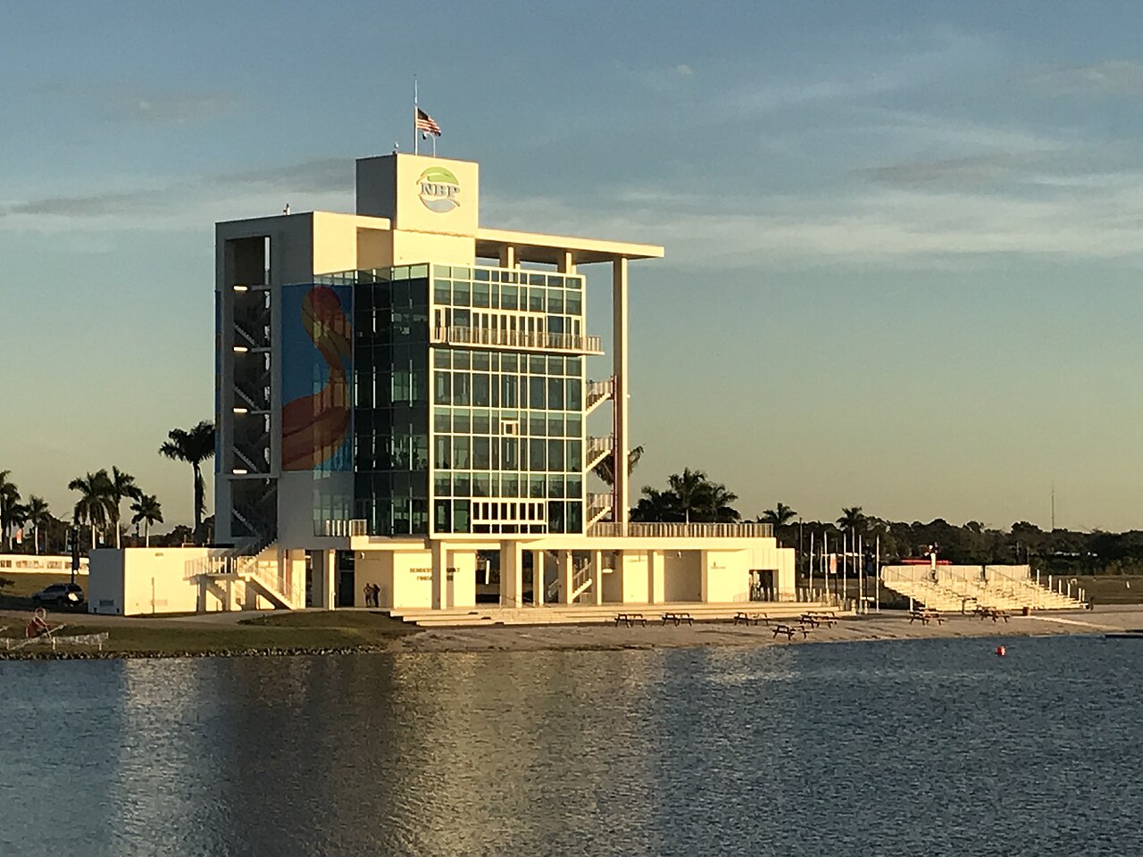 The finish tower on the rowing lake at Nathan Benderson Park in Sarasota