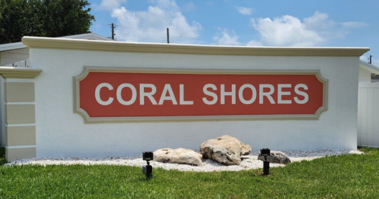 Coral Shores entrance sign in Bradenton, Florida