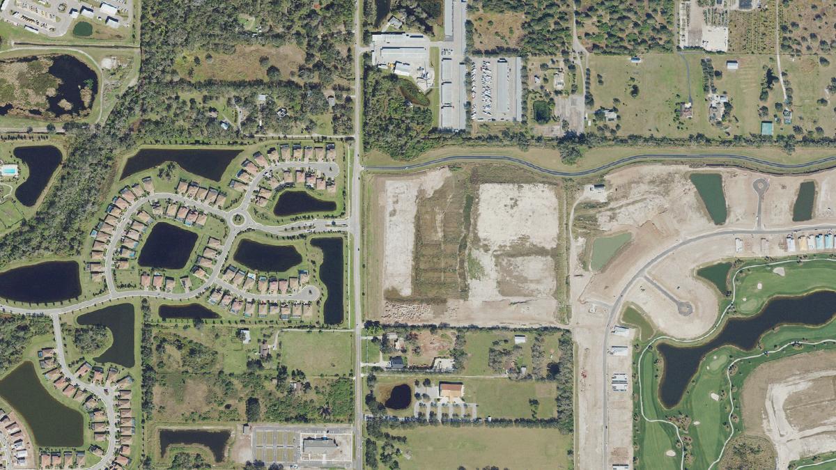 Aerial view of Esplanade at Azario, a gated community in Lakewood Ranch, Florida