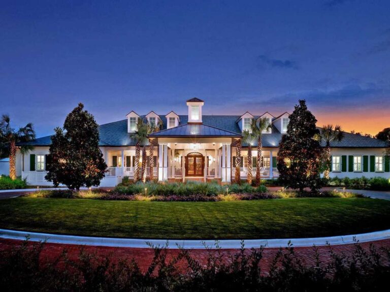 Clubhouse at dusk at The Founders Club, Sarasota, Florida