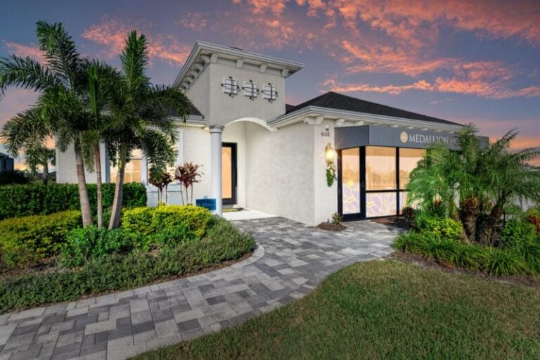Medallion Home model at The Willows at dusk