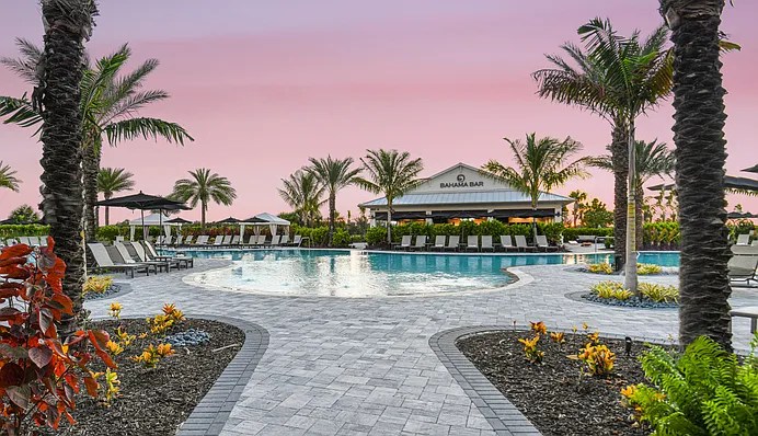 Resort pool and Bahama Bar at Esplanade at Wellen Park, Venice, Florida