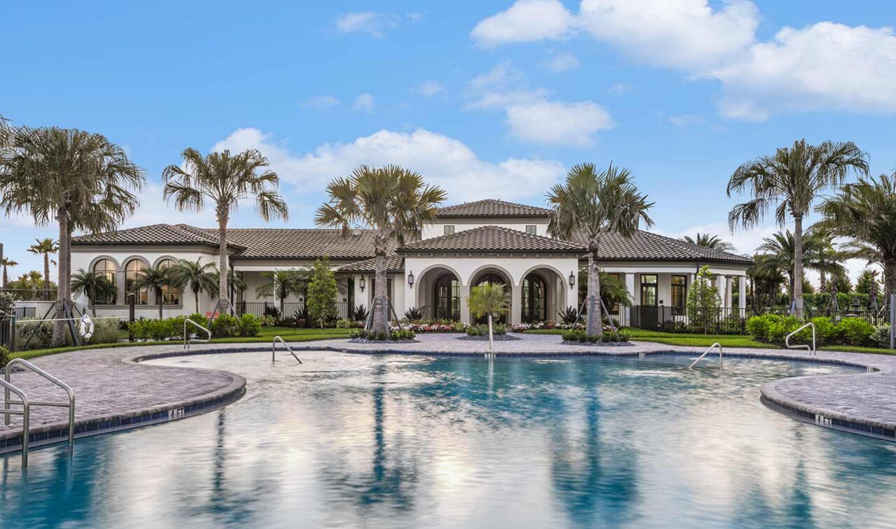 Club Aria clubhouse and resort pool at Aria, Venice, Florida