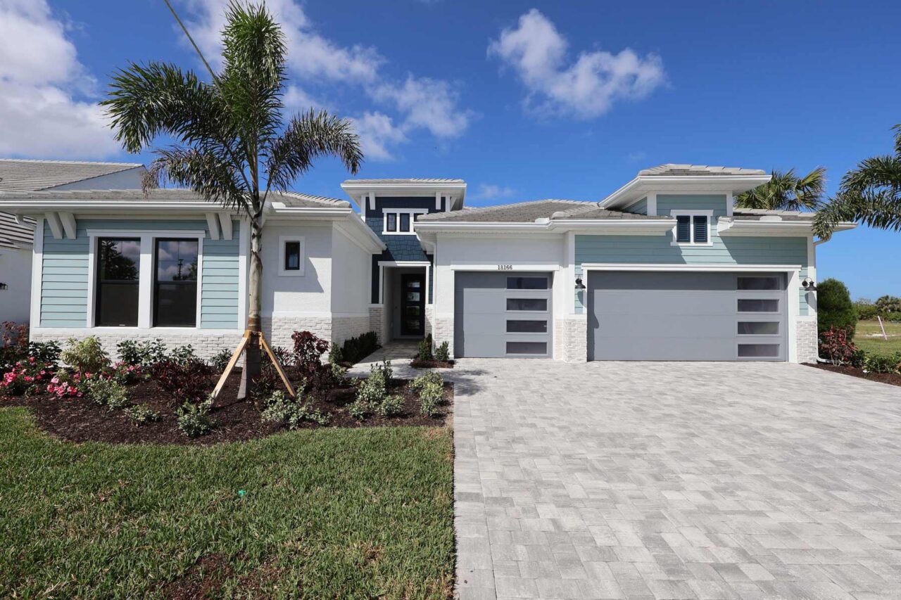 The Crab Creek model home exterior at Palmera at Wellen Park, Venice, Florida