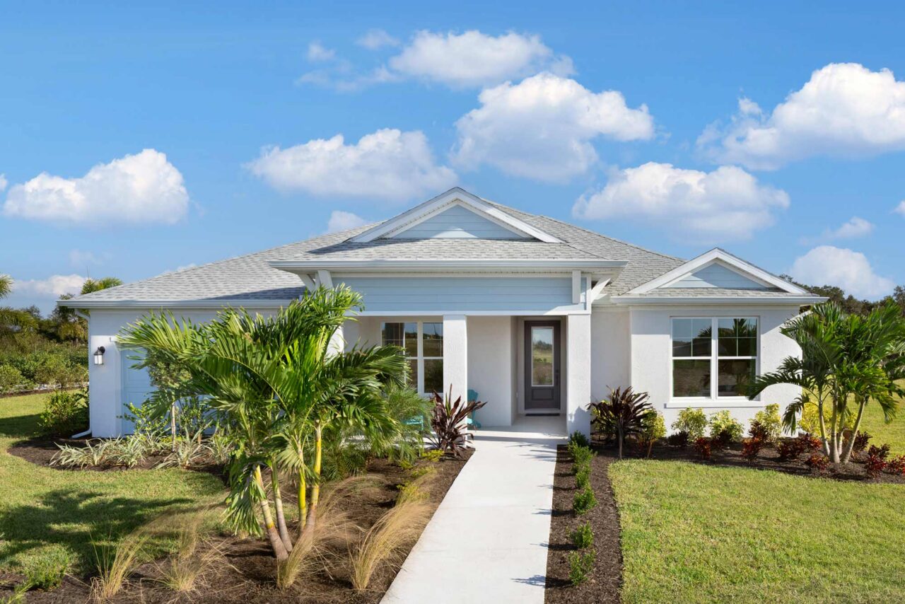 Model home exterior at Coasterra, Palmetto, Florida