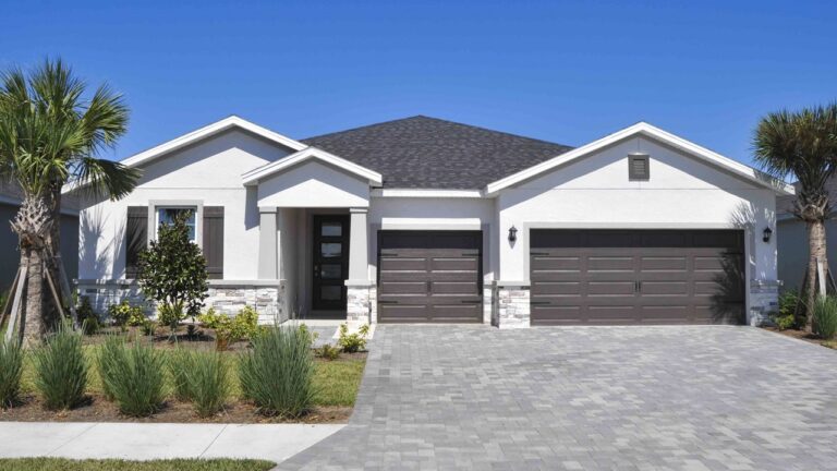 Camden model home exterior at Legacy Preserve, Parrish, Florida