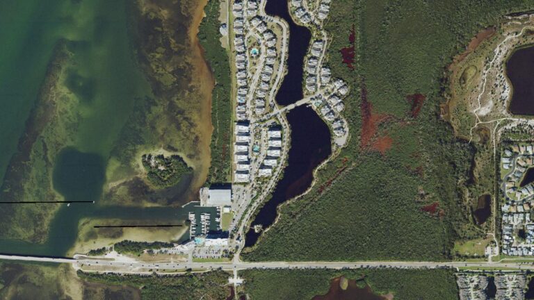 Aerial view of Marina Walk on One Particular Harbour, Bradenton, Florida