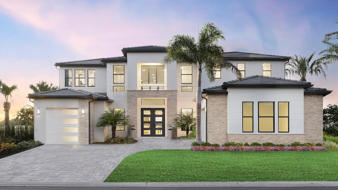 Toll Brothers Centennial model home at Monterey at Lakewood Ranch at dusk