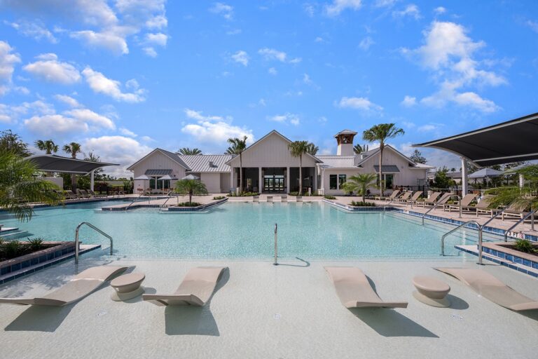 Resort pool and amenity center at Oakbend at Wellen Park, Venice, Florida