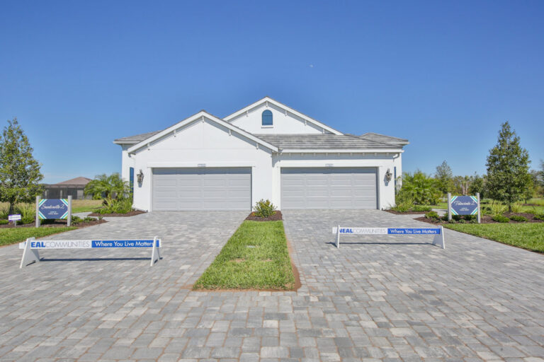 Neal Communities Sandcastle and Tidewinds paired villa models at Palm Grove, Lakewood Ranch, Florida
