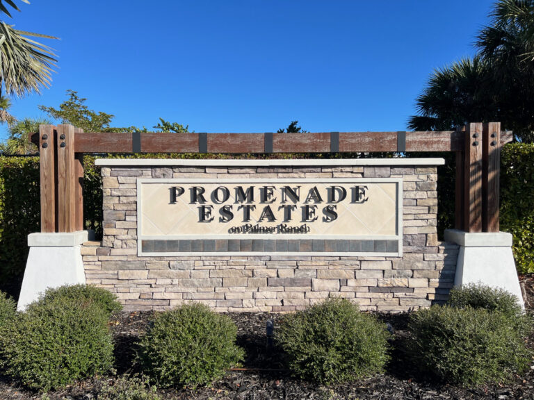 Entrance sign at Promenade Estates, Sarasota, Florida