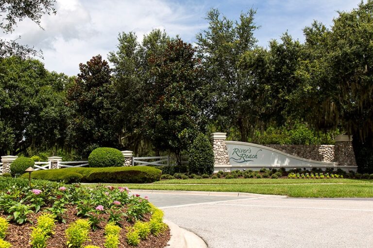 Entrance monument sign at River's Reach, Parrish, Florida