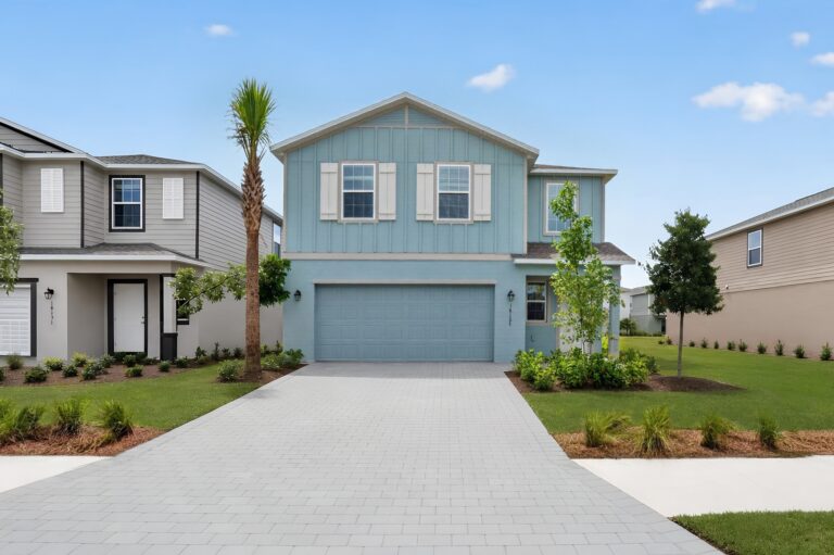 Builder rendering of new Lennar homes on a street at Rye Ranch, Parrish, Florida