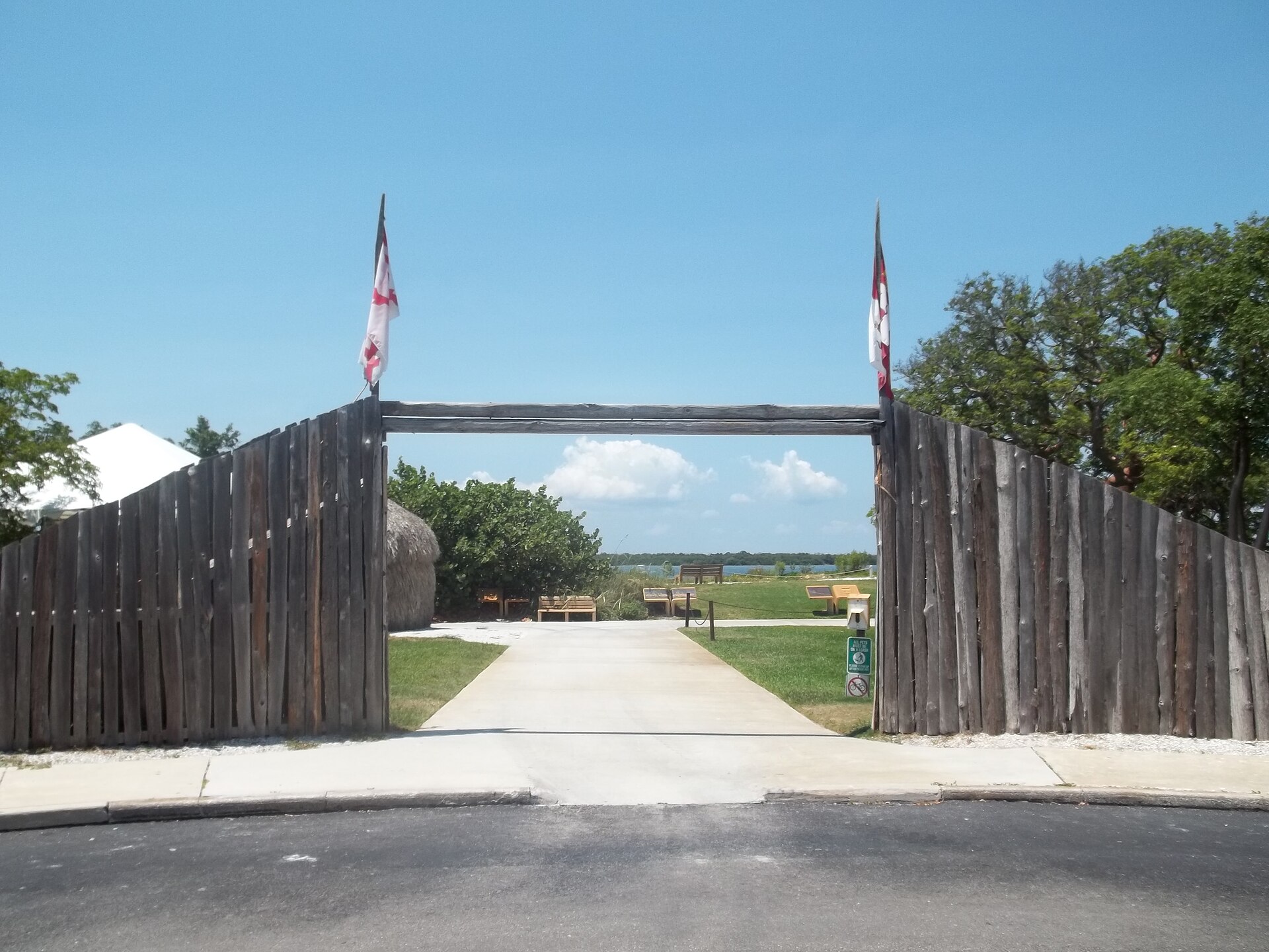 Gate of De Soto National Memorial looking toward the Manatee River at Shaws Point, Bradenton, Florida