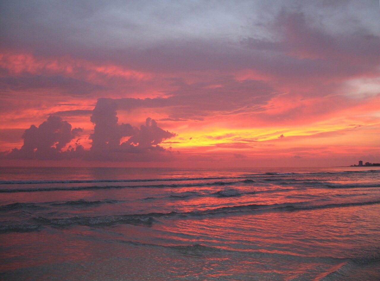Sunset over the Gulf of Mexico from the beach on Siesta Key