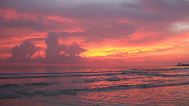 Sunset over the Gulf of Mexico from the beach on Siesta Key