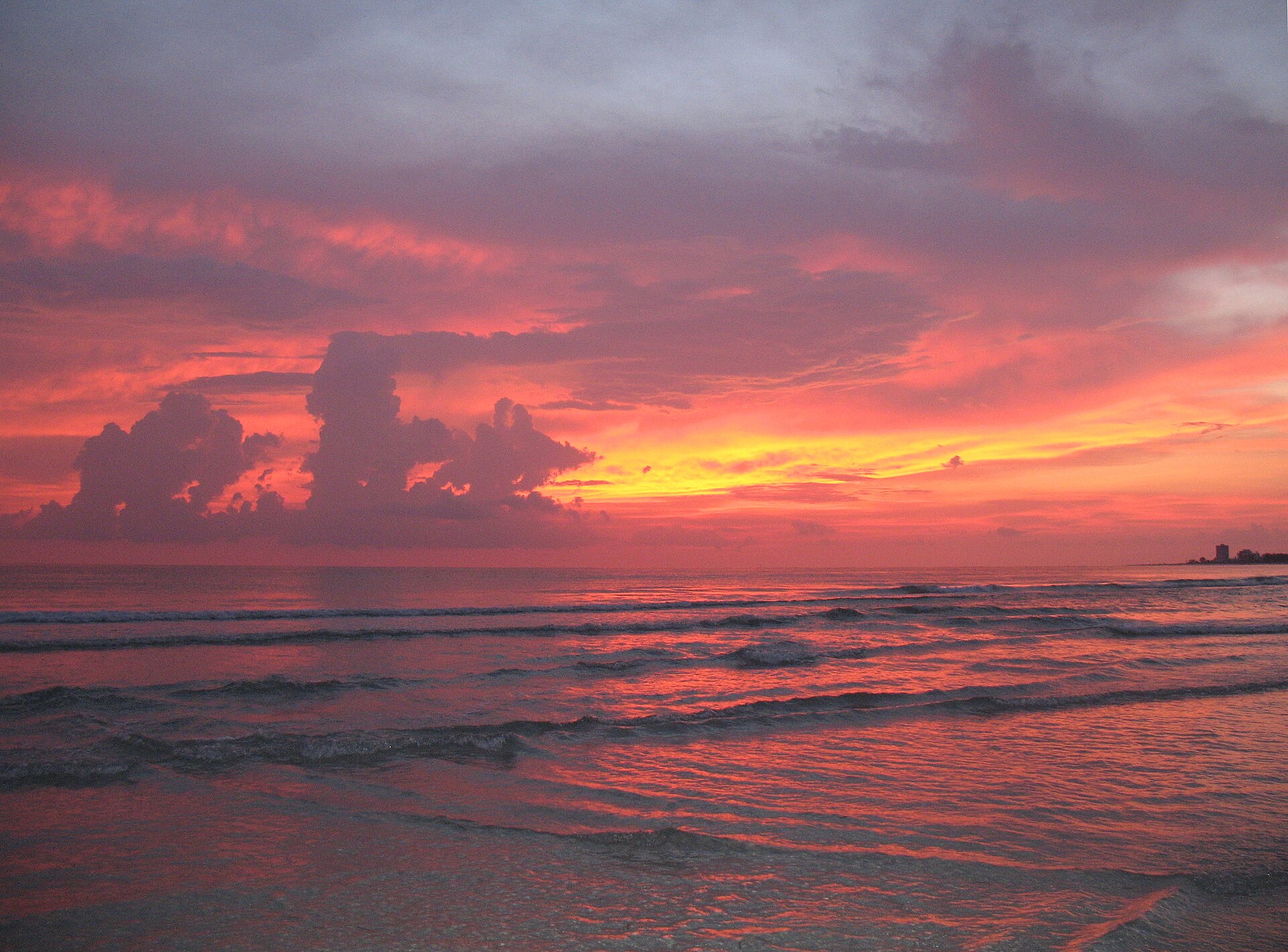 Sunset over the Gulf of Mexico from the beach on Siesta Key