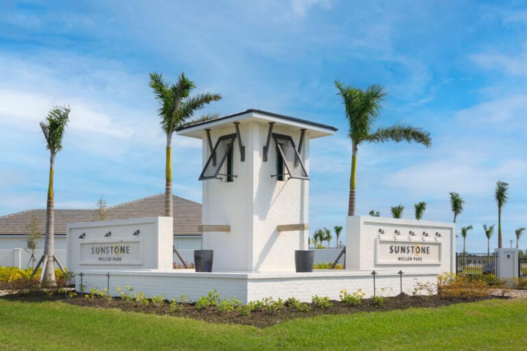 Entrance monument sign at Sunstone at Wellen Park, Venice, Florida