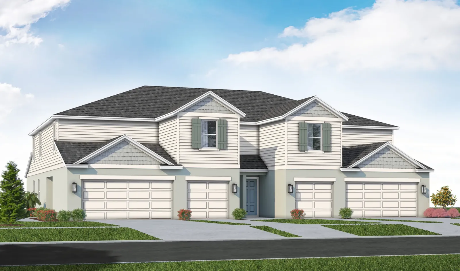 Rendering of Madera at Wellen Park two-story townhome building, elevation B