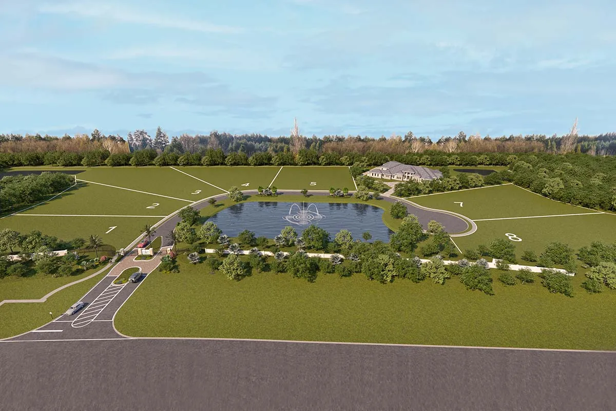 Aerial view of the wooded Monarch Acres homesites